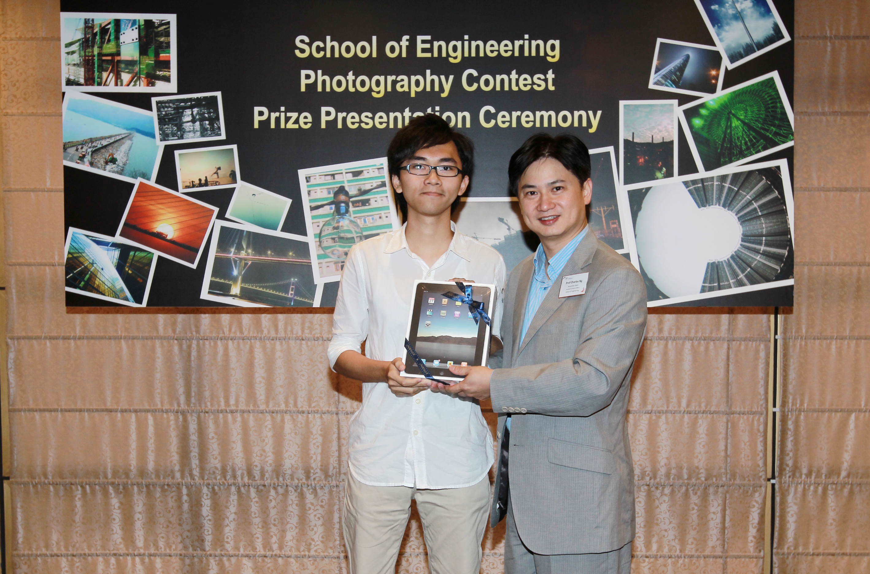 Prof Charles Ng (right) with Lau Tak Lung, Champion of Tertiary Institution Category	