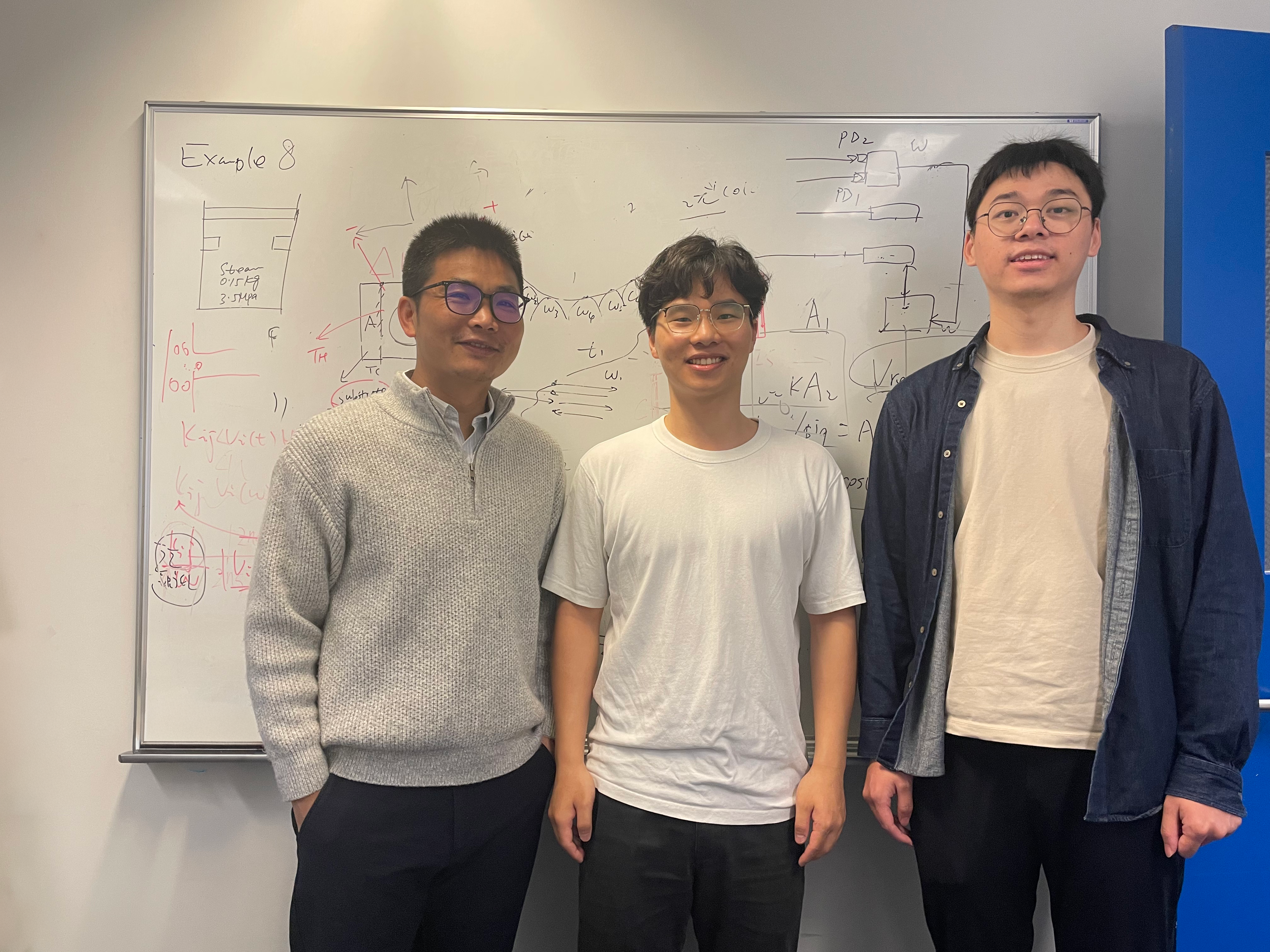 The research conducted by Prof. Zhou Yanguang (left), Dr. Xu Yixin (center), Dr. Xiang Xing (right), and all members of the Microscale Thermal Engineering Lab, bridges the gap between microscopic atomic dynamics and macroscopic ion transport, holding significant engineering value.
